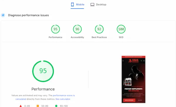 Mobile speed test after