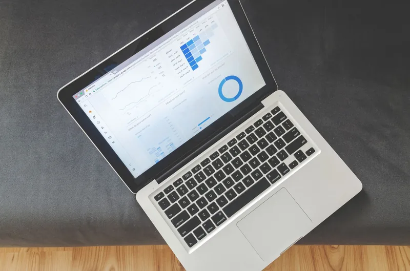 Marketing software dashboard open on a laptop screen