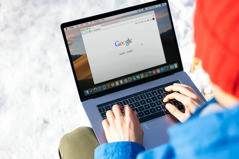 Google search open on a laptop