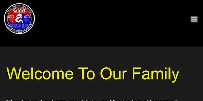 Global Martial Arts USA's outdated website before its redesign by DGTL Depot