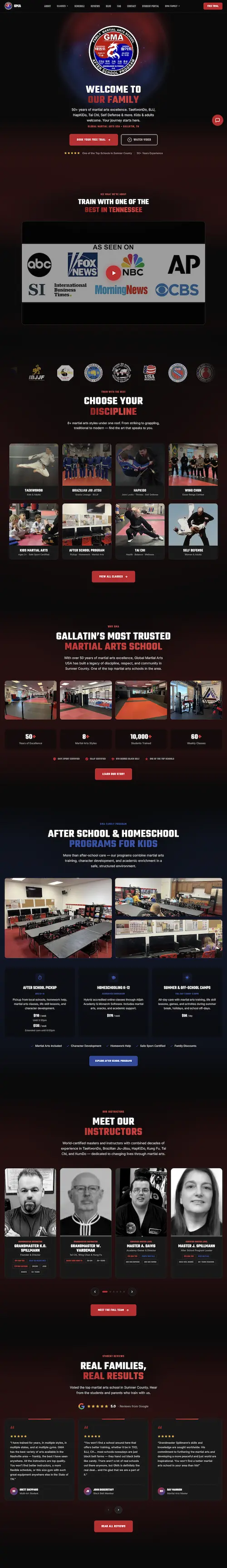 Global Martial Arts USA new homepage