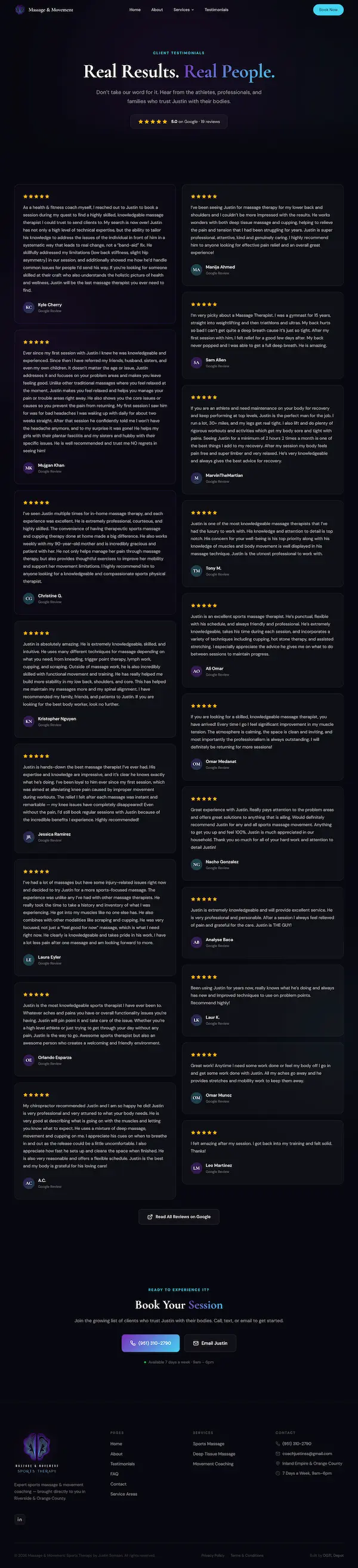 Testimonials page